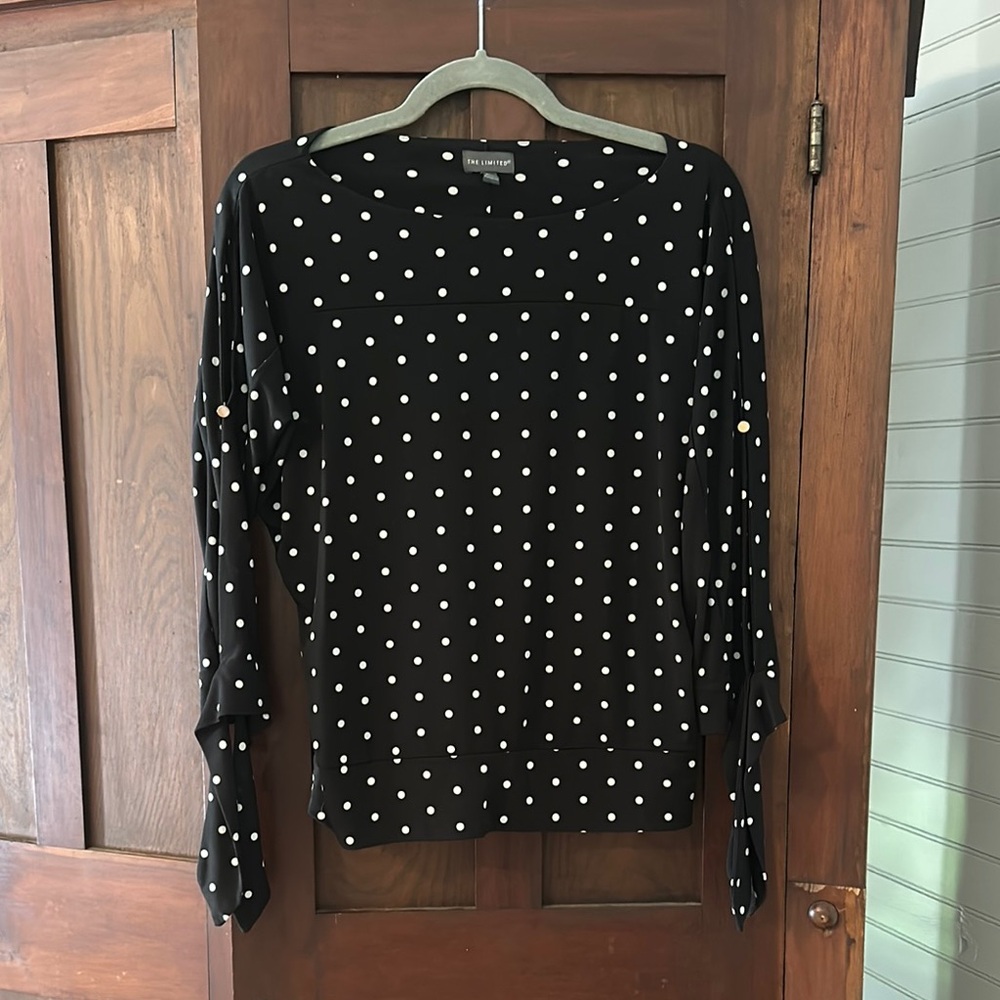 Black Polka Dot Women's Dress Top